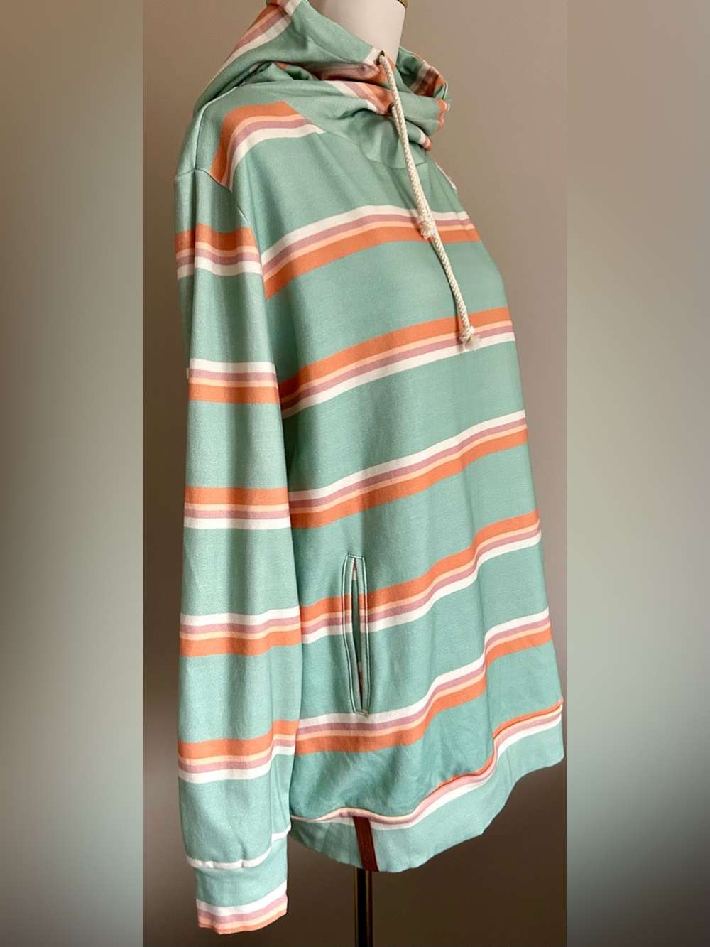 NWT - Ampersand Ave. Double-Hoodie Cowl Neck Cotton Pullover Sweatshirt